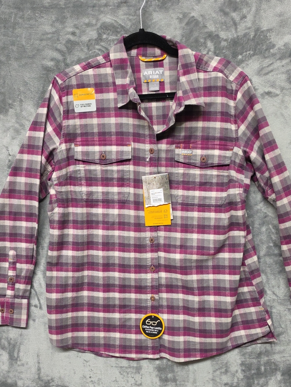 Ariat Men’s Pink and Gray Plaid Button-Down Shirt